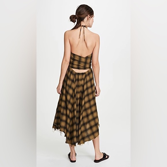 NSF Malia Cotton Dress Cream Colored Backless Halter Dress - Picture 7 of 9